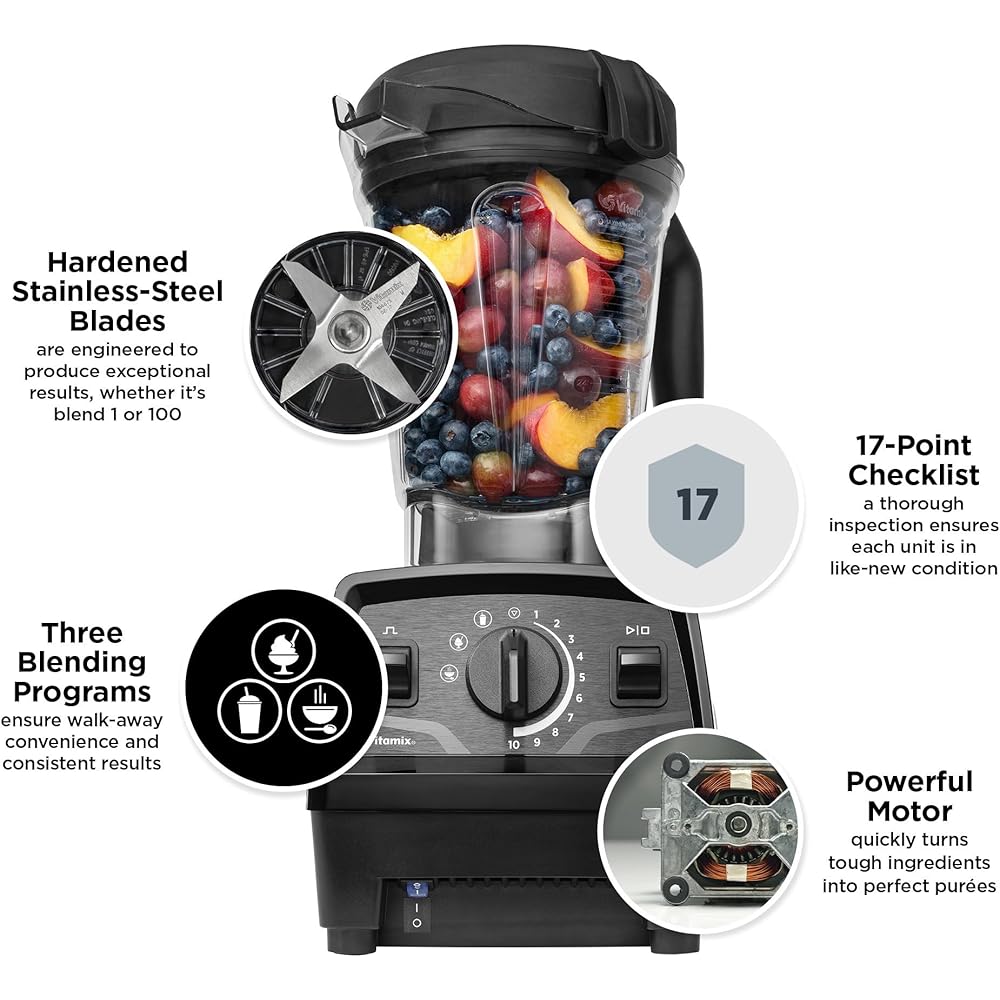Vitamix Explorian Professional Grade Blender, 3 Presets: Smoothie, Frozen Dessert and Hot Soup, 64oz Pitcher, Black (Renewed Premium) : Everything Else