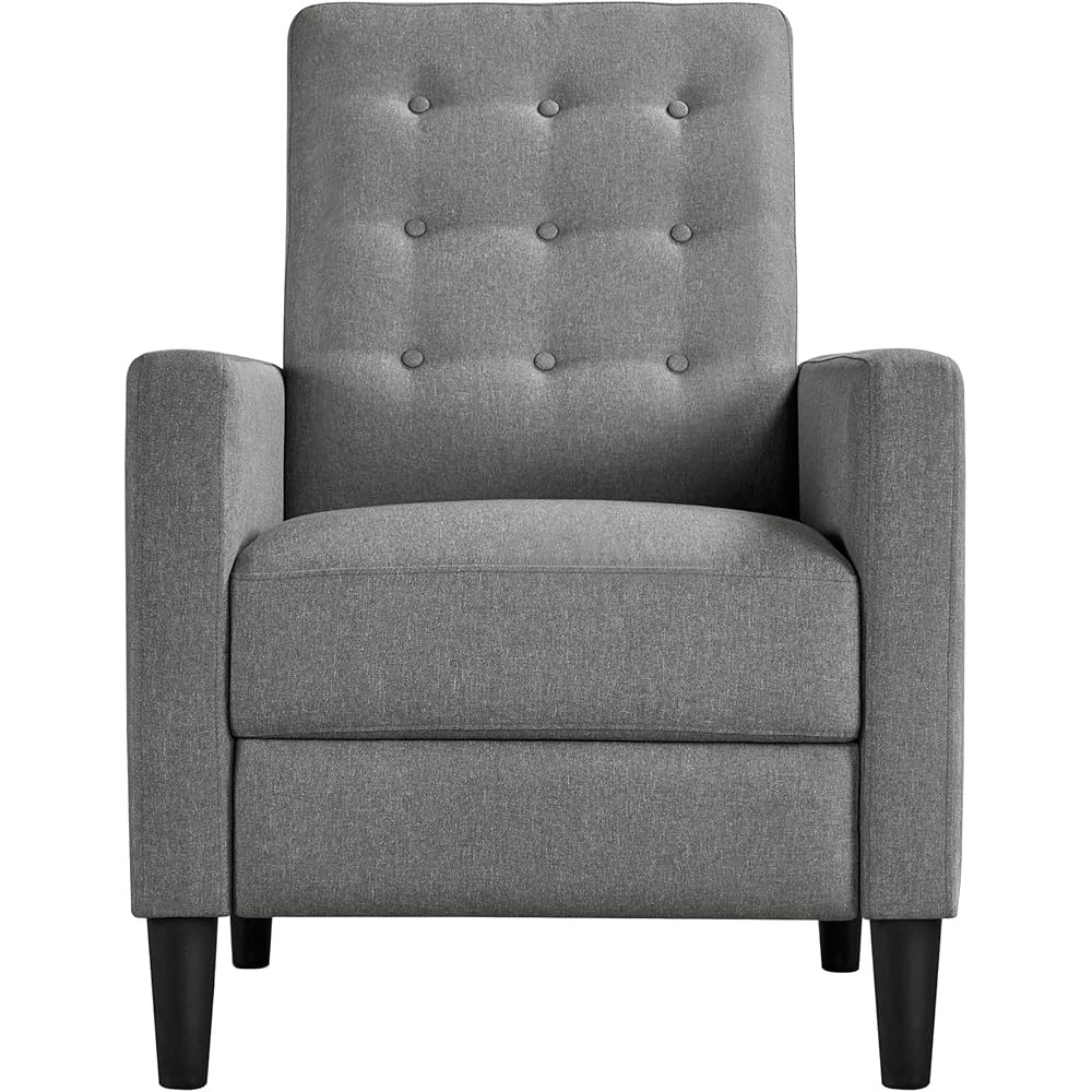 Yaheetech Fabric Recliner Chair Mid-Century Modern Recliner Adjustable Single Recliner Sofa with Thicker Seat Cushion Tufted Upholstered Sofa with Pocket Spring for Living Room Bedroom Gray : Home & Kitchen