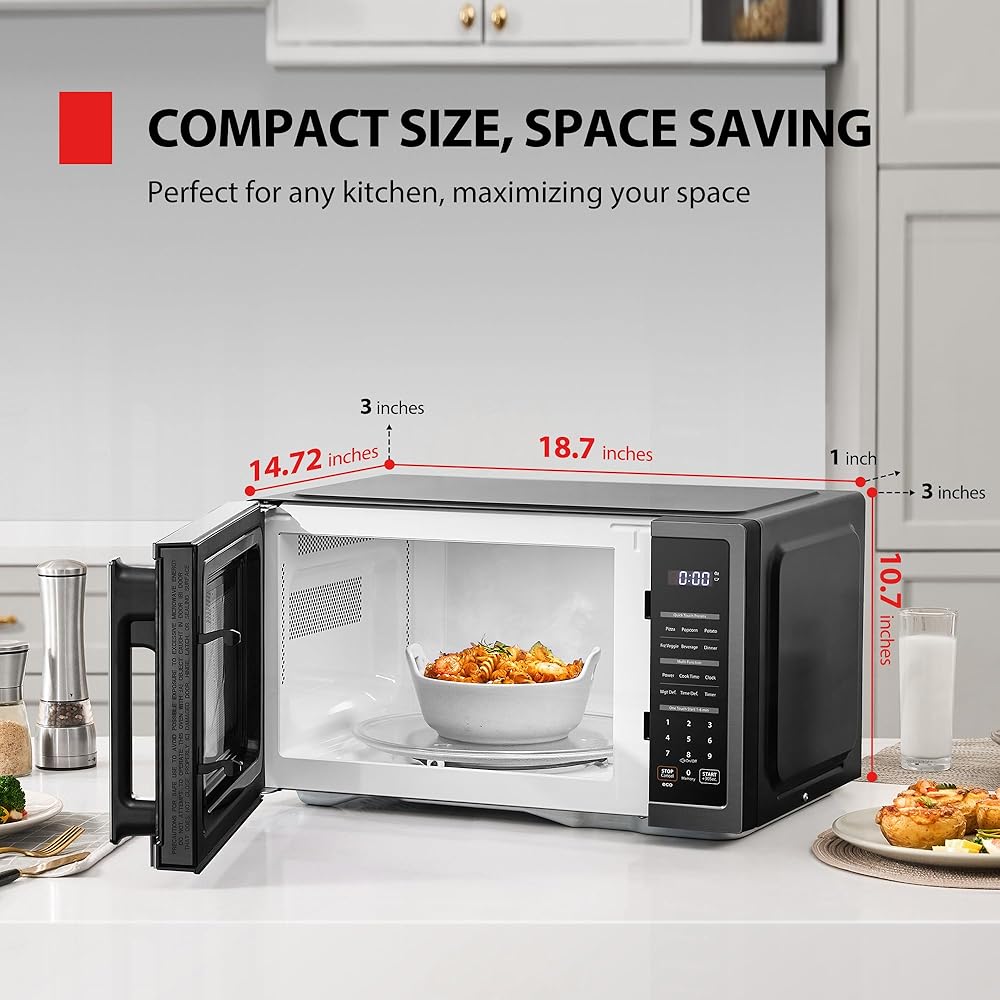 TOSHIBA ML4-EM09PA(BS) Small Countertop Microwave Oven with 6 Auto Menus, Mute Function, Child Lock, Kitchen Essentials for Dorm, 0.9 Cu Ft, 10.6 Inch Removable Turntable, 900W, Black Stainless Steel : Office Products