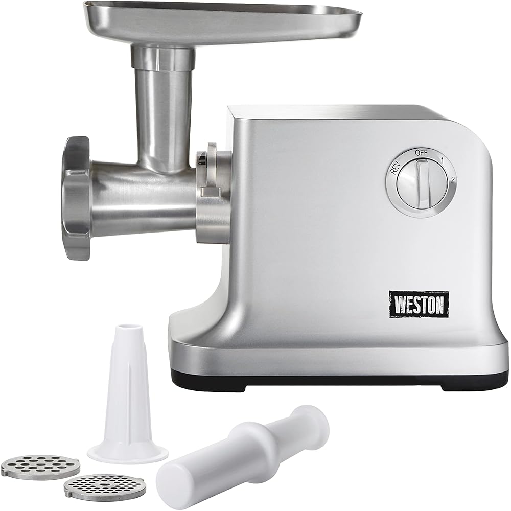 Weston Electric Meat Grinder & Sausage Stuffer, #12 750 Watt, 1 HP Motor, Grinds 4 lbs Per Minute, Includes Stainless Steel Grinding Plates, Die-Cast Aluminum (33-1301-W) : Home & Kitchen