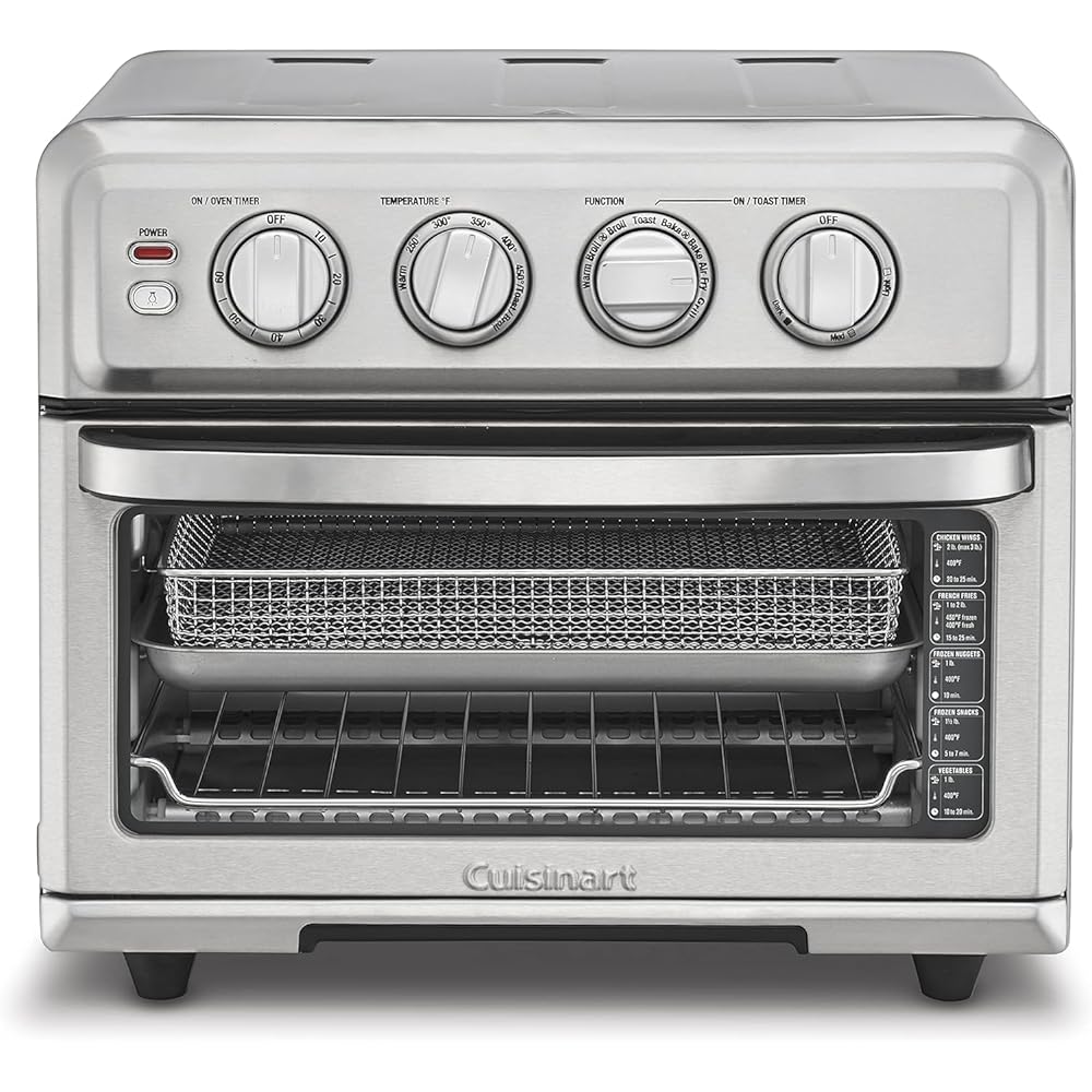 Cuisinart Air Fryer Toaster Oven with Grill, 1800W 8-1 Air Fryer Oven with Bake, Convection Bake, Grill, Broil and Warm Options, Large Capacity, 60-Minute Timer, TOA-70, Stainless Steel : Home & Kitchen