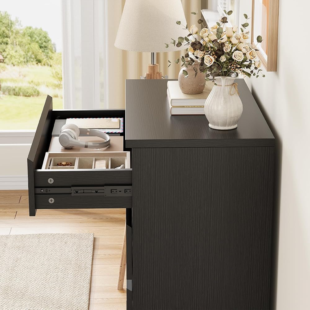 Jocoevol Black 6 Drawer Dresser for Bedroom, 15.3