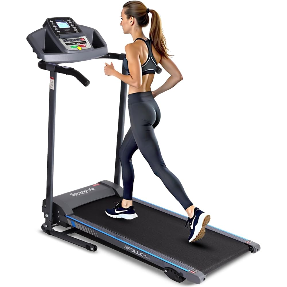 : SereneLife - Electric Folding Treadmill Exercise Machine - Smart Compact Digital Workout Fitness Trainer w/ Bluetooth App Sync, Manual Incline Adjustment, For Walking, Running, Gym : Sports & Outdoors