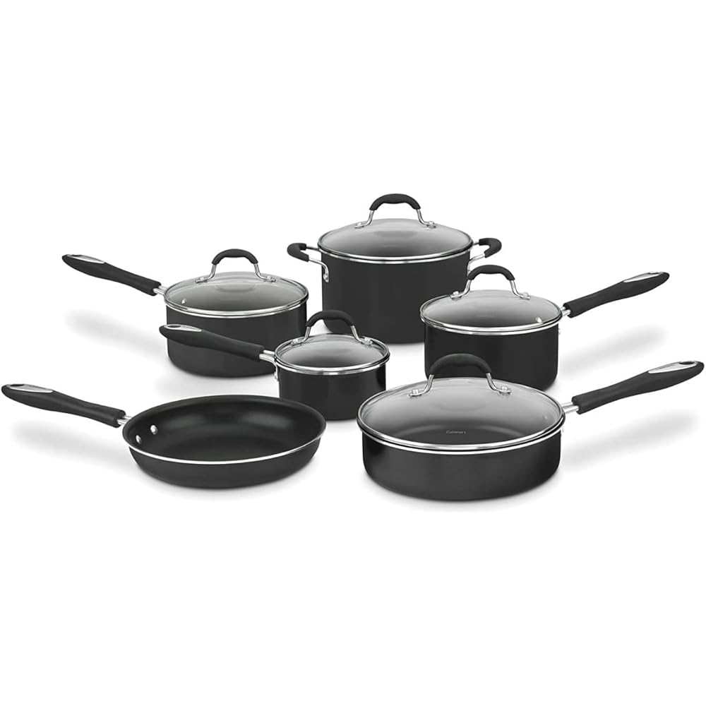 Cuisinart Advantage Nonstick Cookware Set, 11-Piece Pots and Pans Cooking Set with Aluminum Core for Quick and Even Heating, Easy Grip Handles, Dishwasher Safe, 55-11BK: Cuisinart Nonstick Skillet Lid: Home & Kitchen