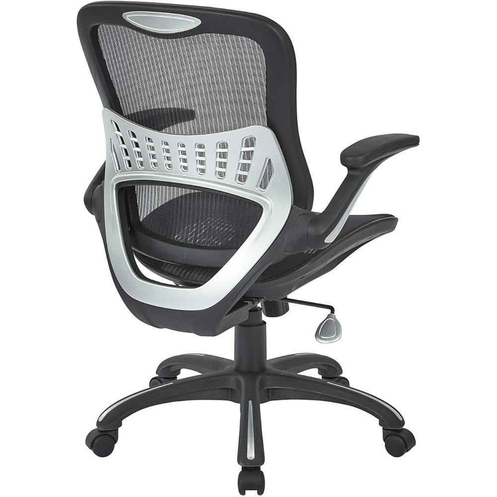 Office Star Ventilated Manager's Office Desk Chair with Breathable Mesh Seat and Back, Black Base, Black : Home & Kitchen