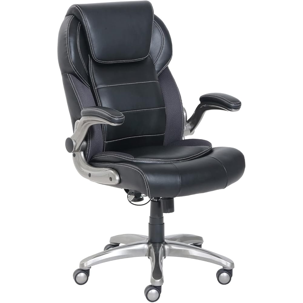 Amazon Basics Ergonomic High-Back Office Chair with Flip-Up Arms and Lumbar Support, 29.5