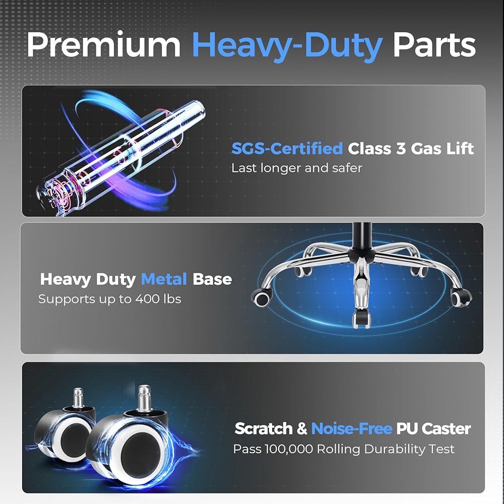 GTRACING Big and Tall Gaming Chair 400lbs Heavy Duty Office Chair with Foot Rest & Ergonomic Pocket Spring Lumbar Support, High Back 3D Saddle Shaped Cushion for Back Pain Relief, Matte-Black : Home & Kitchen