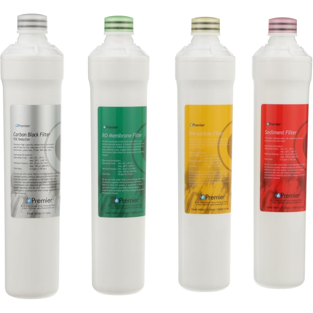 Watts Premier RO Pure Plus 4-Pack Filtration Kit for 4 Stage Pure Plus/Zero Pure Plus Reverse Osmosis System, Push Button Water Filter Replacement, Sediment Filter, Carbon Pre-Filter, VOC, Membrane : Tools & Home Improvement