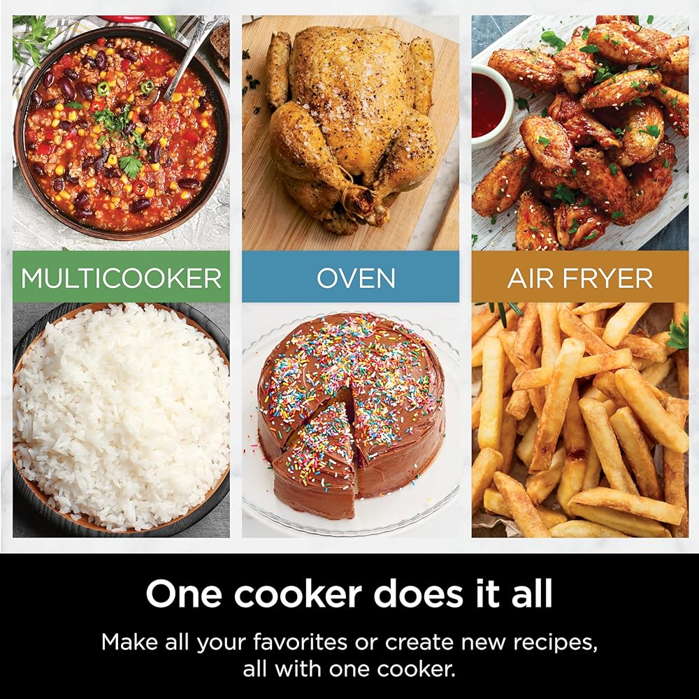 Ninja Combi All-in-One Multicooker, Oven, & Air Fryer, Complete Meals in 15 Mins, 14-in-1 Functions, Combi Cooker + Air Fry, Bake, Roast, Slow Cook and More, 3 Accessories, Stainless Steel, SFP701 : Home & Kitchen