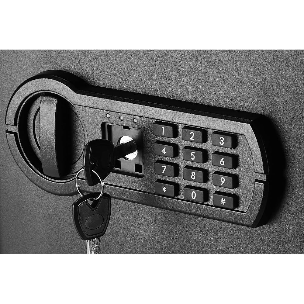 Amazon Basics Steel Home Security Electronic Safe with Programmable Keypad Lock for Documents, Jewelry, Valuables, 1.8 Cubic Feet, Black, 13.8