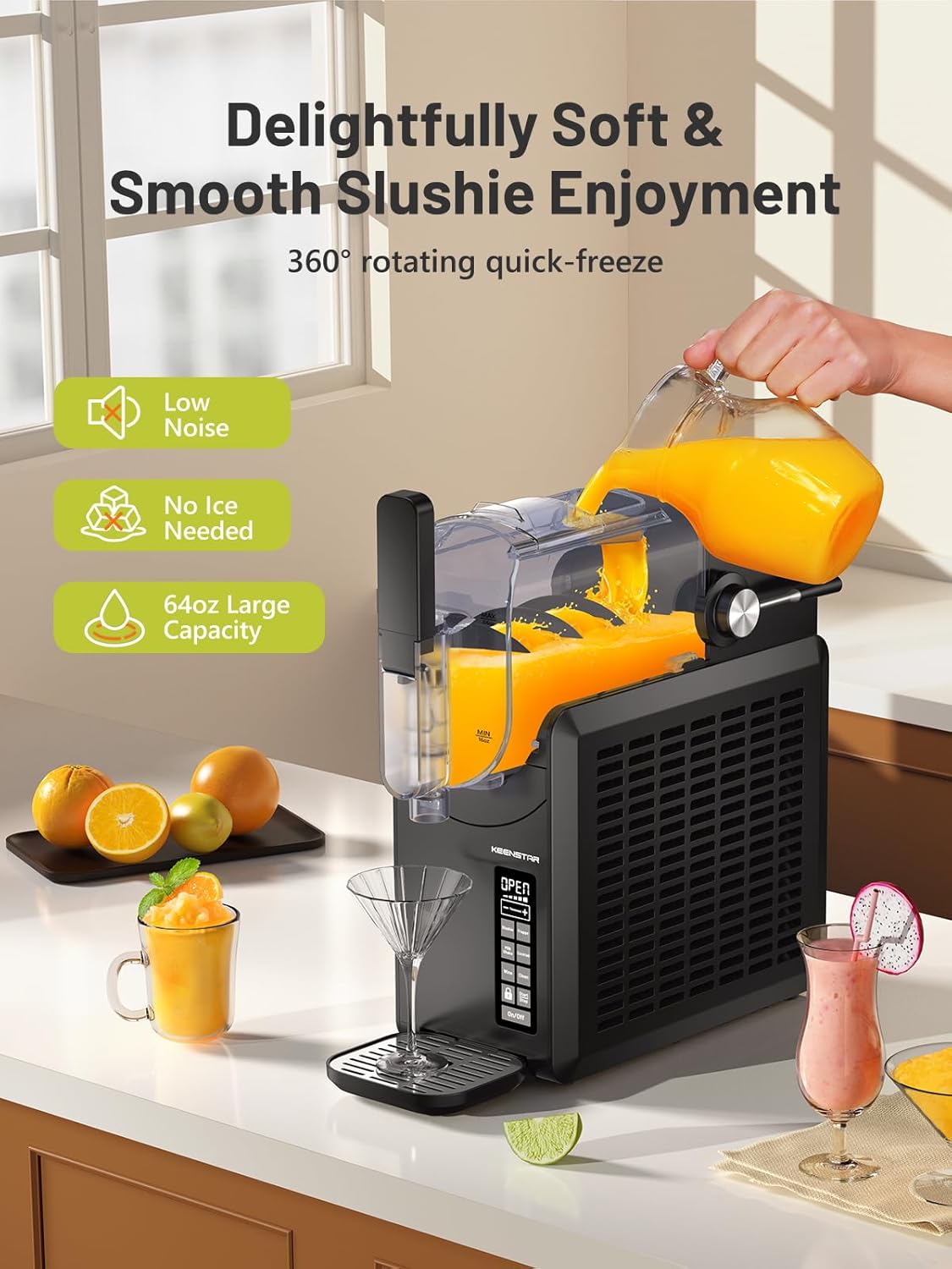 KEENSTAR 88oz Slushie Machine, Slushy Machine for Home with 5 Preset Programs, No Ice Needed, Frozen Drink Maker with Self-Cleaning for Frozen Margaritas, Frappés, Milkshake & More : Industrial & Scientific