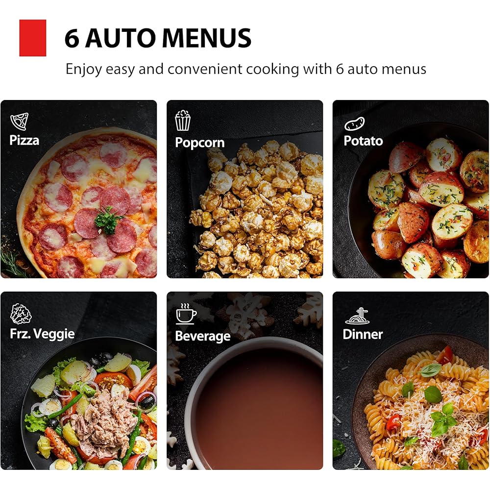 TOSHIBA ML4-EM09PA(BS) Small Countertop Microwave Oven with 6 Auto Menus, Mute Function, Child Lock, Kitchen Essentials for Dorm, 0.9 Cu Ft, 10.6 Inch Removable Turntable, 900W, Black Stainless Steel : Office Products
