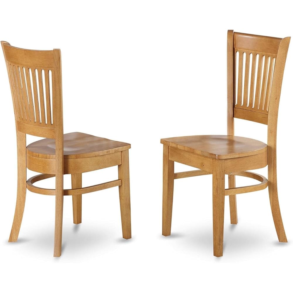 - East West Furniture VAC-OAK-W Vancouver Kitchen Dining Chairs - Slat Back Wooden Seat Chairs, Set of 2, Oak - Chairs