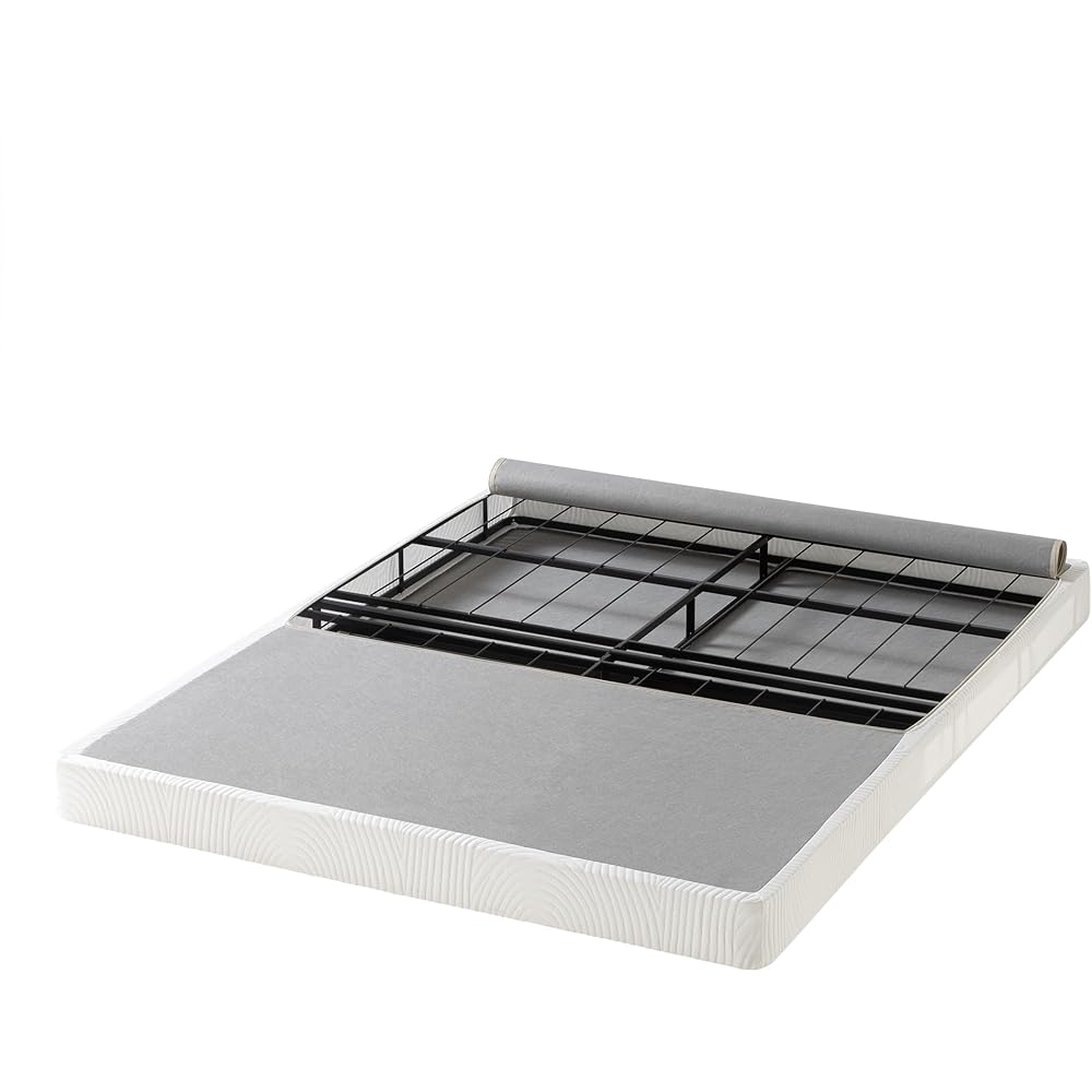 ZINUS 4 Inch Box Spring with Cover, No Assembly Mattress Foundation, Sturdy Metal Structure, Queen, White : Home & Kitchen