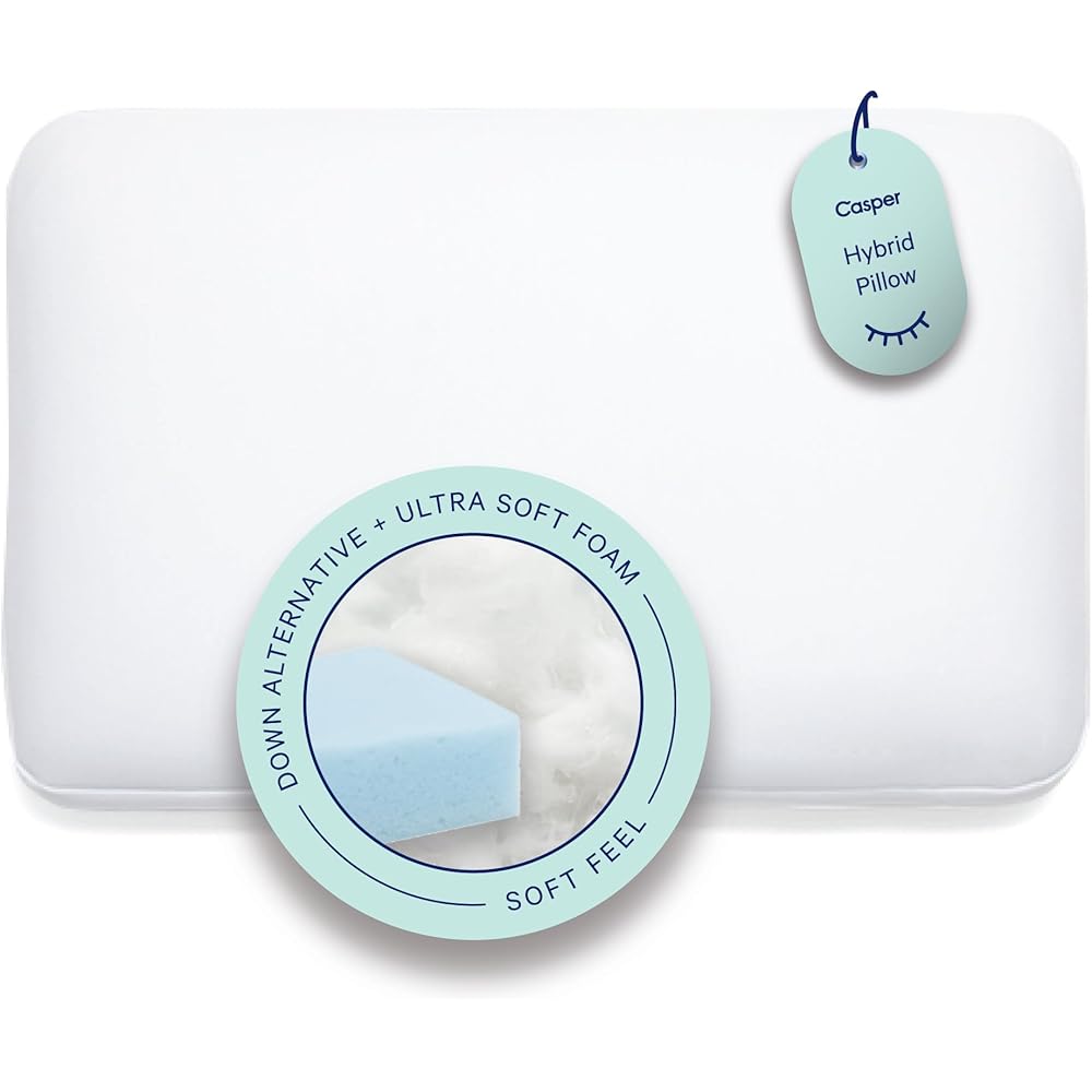 Casper Hybrid Pillow for Sleeping, Standard, White
