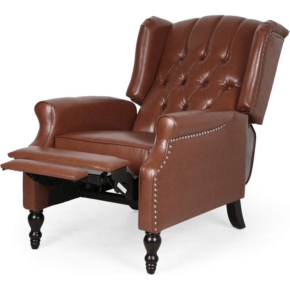 Christopher Knight Home Randy Contemporary Tufted Recliner, Cognac Brown, Dark Brown 62D x 28.5W x 29H Inch : Home & Kitchen