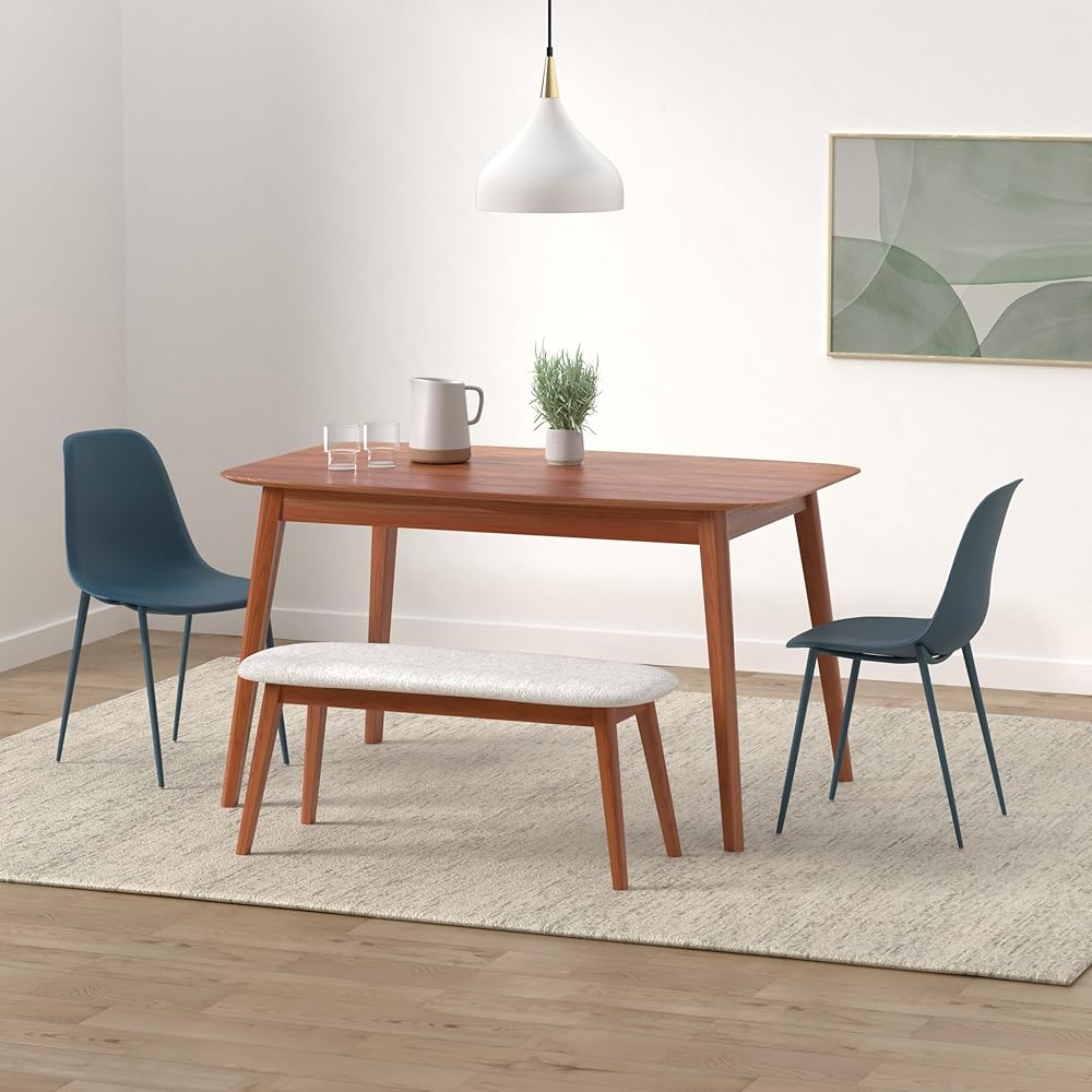 POLY & BARK Isla Modern Kitchen Chairs Set of 4 - Plastic Dining Chair with Metal Legs - Quick Assembly Simple Cafe Chairs Plastic for Indoor or Outdoor - Ocean Teal