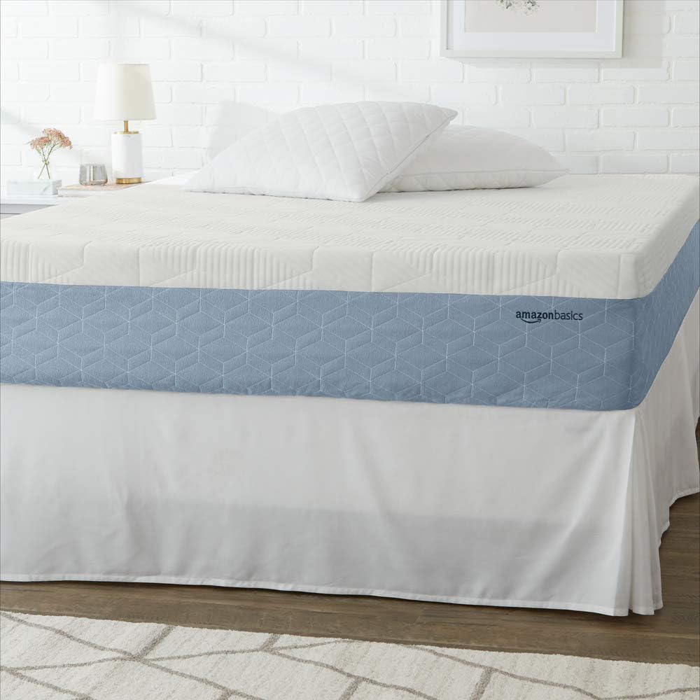 Amazon Basics Memory Foam Mattress, Medium Firm, Cooling Gel, King Size Mattress, CertiPUR-US® Certified Foam, 80 x 76 x 12 inches, White/Gray : Home & Kitchen