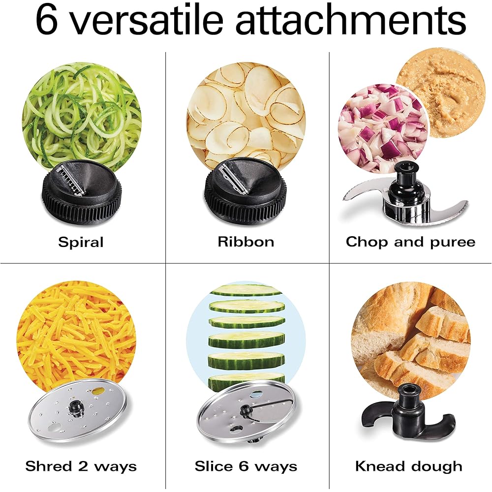 Hamilton Beach Professional Stack & Snap Food Processor & Veggie Spiralizer for Slicing, Shredding and Kneading, Extra-Large 3