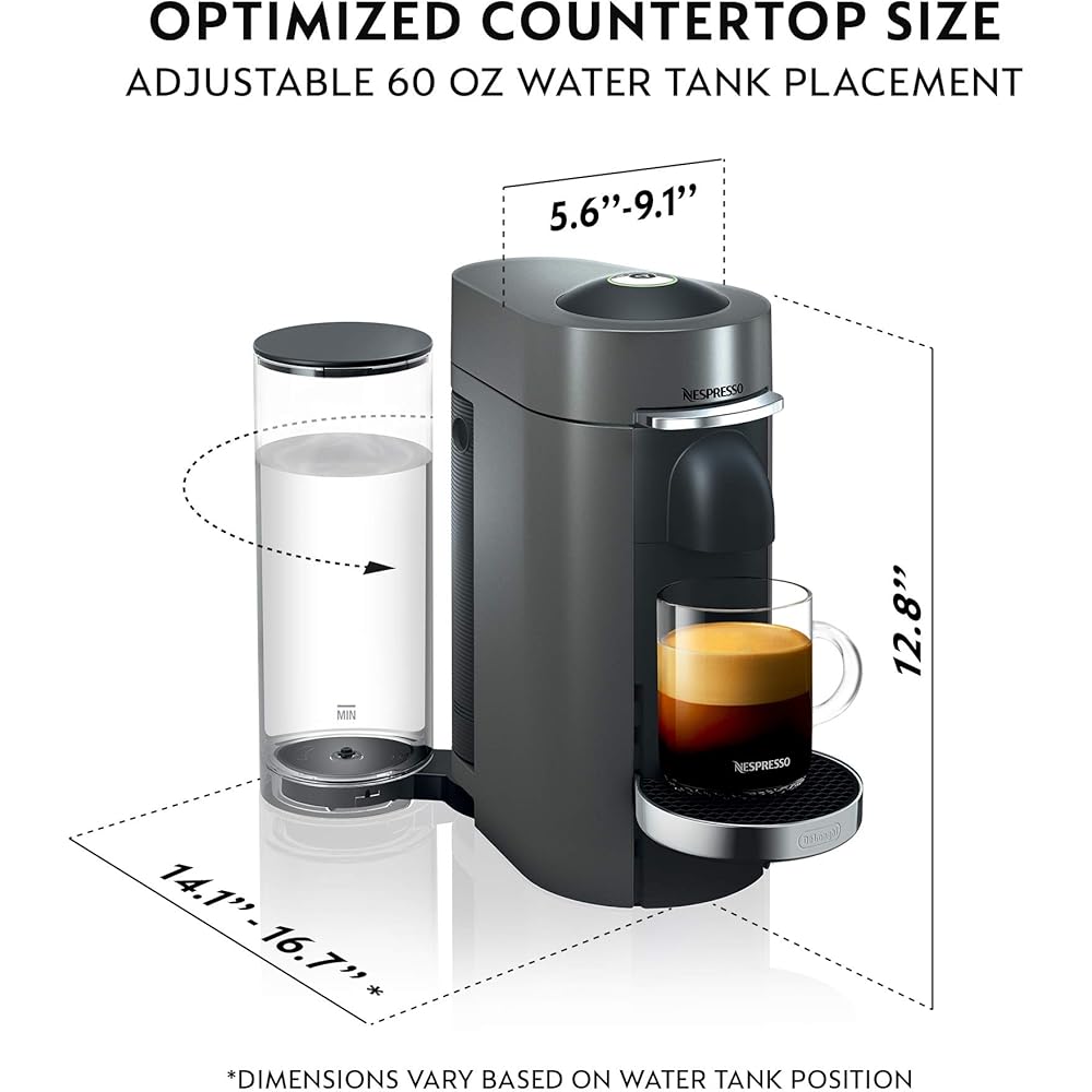 Nespresso Vertuo Plus Coffee and Espresso Maker by De'Longhi, Titan: Home & Kitchen