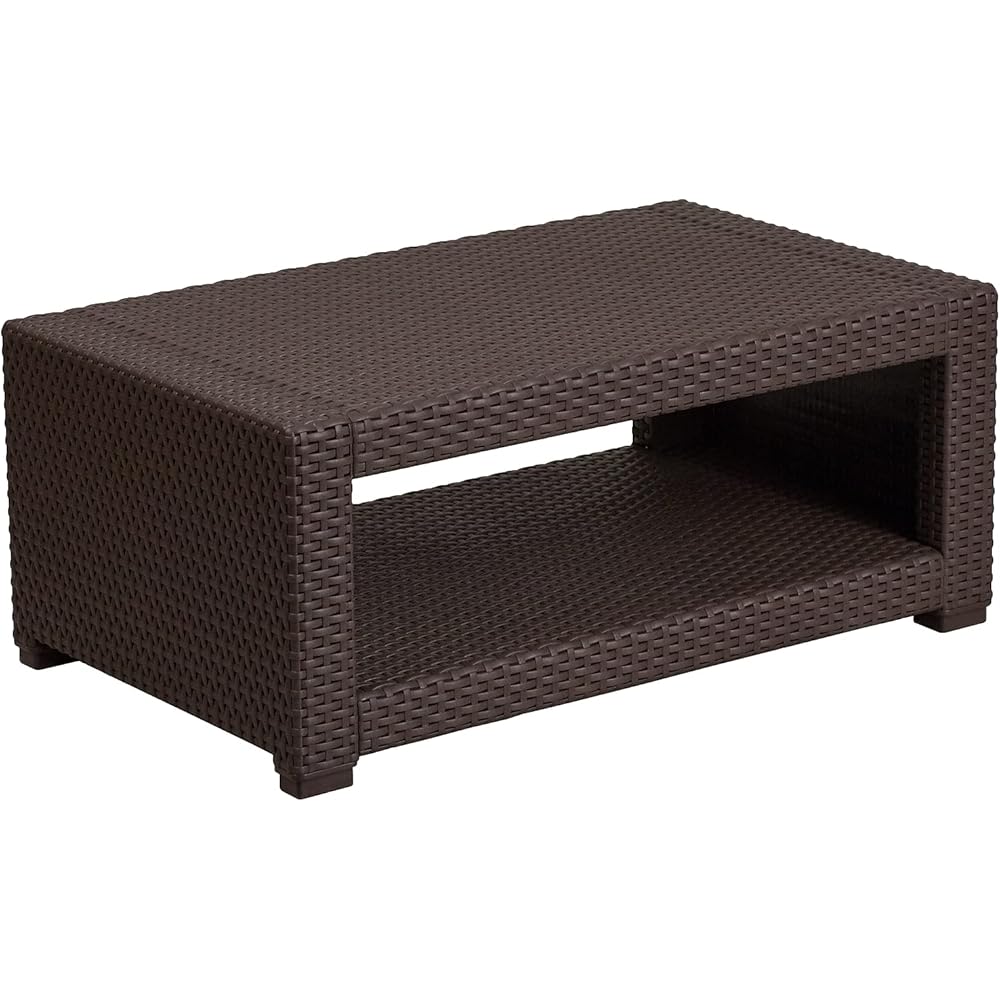 : Flash Furniture Seneca Chocolate Brown Faux Rattan Coffee Table : Patio, Lawn & Garden