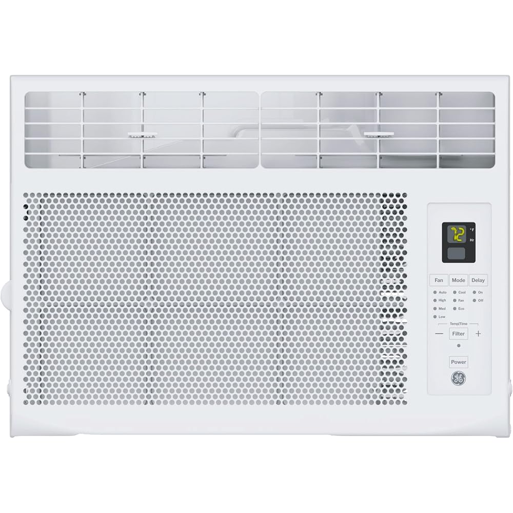 GE Window Air Conditioner Unit, 6,000 BTU for Small Rooms up to 250 sq ft. with Adjustable Fan and Cooling Settings, Perfect for Small Bedroom or Living Room, Easy Install Kit Included, White : Home & Kitchen