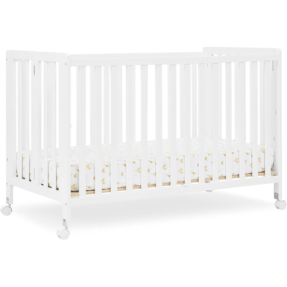 : Delta Children Simmons Kids Aria Full Size Portable Folding Crib - Greenguard Gold Certified, Bianca White : Baby