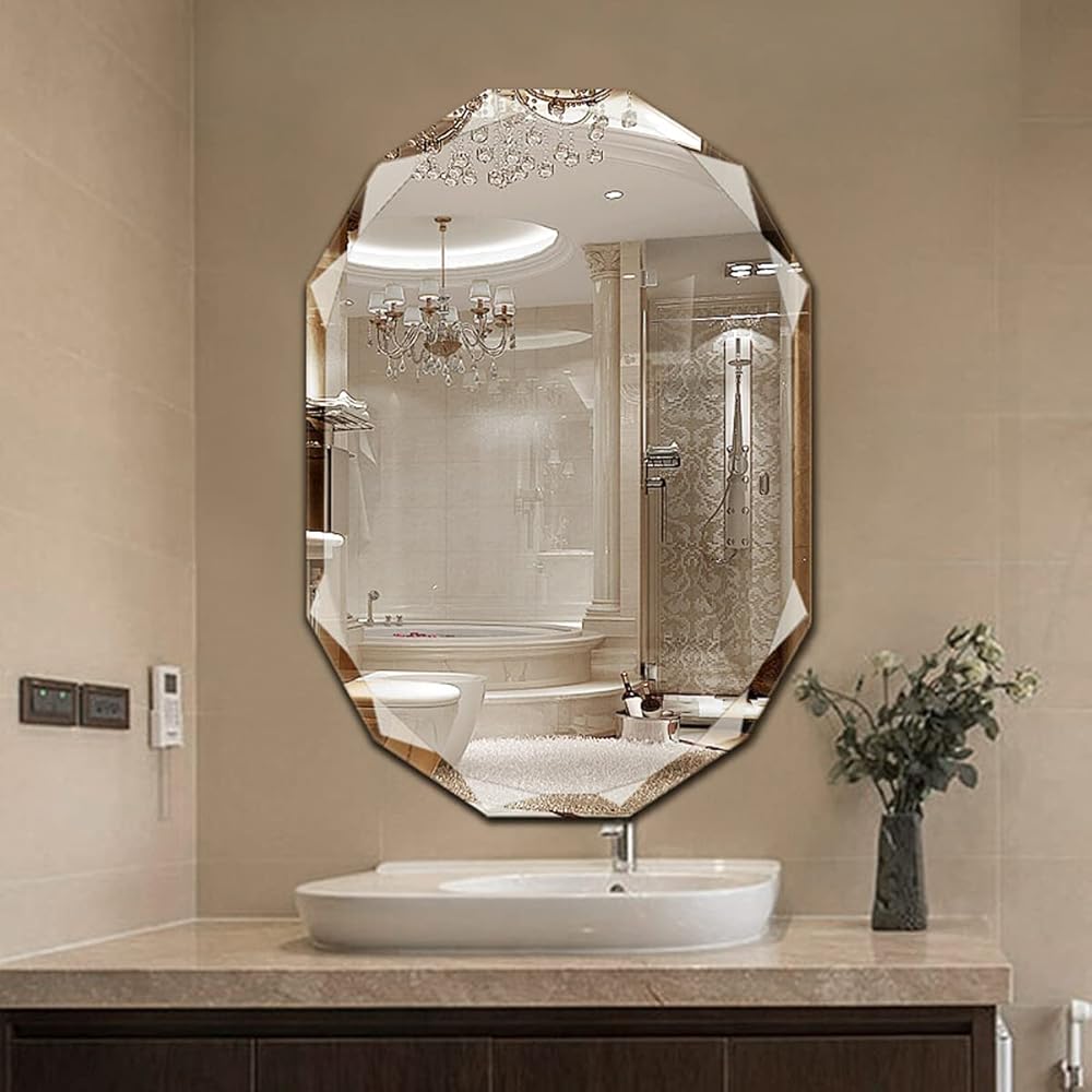 SNUGACE Single Beveled Edge Frameless Wall Mount Bathroom Vanity Mirror, 30” X 40”