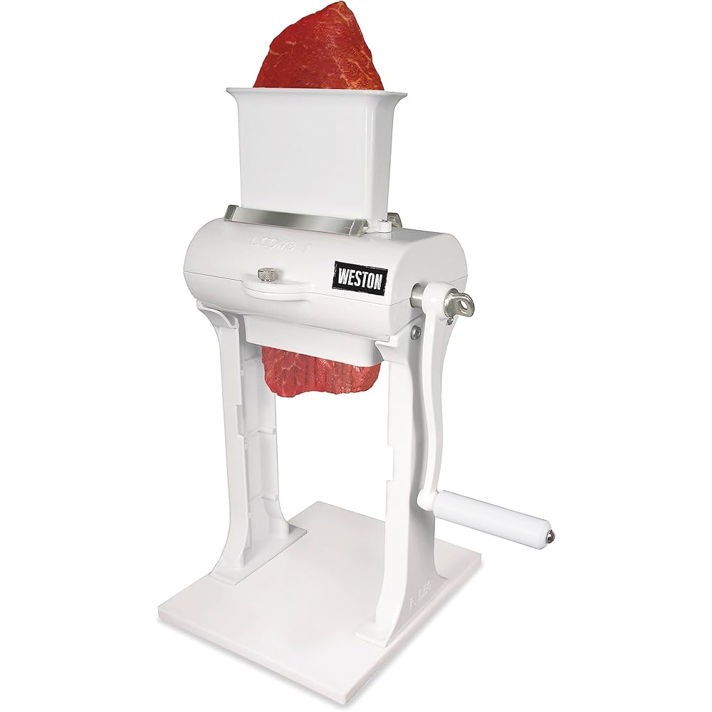 Weston Meat Tenderizer Tool & Heavy Duty Cuber, Quick and Easy Manual Operation For Cuts Up To 4.5鈥?Wide x .75鈥?Thick, Durable Aluminum Construction, Stainless Steel Blades, White (07-3101-W-A): Home & Kitchen