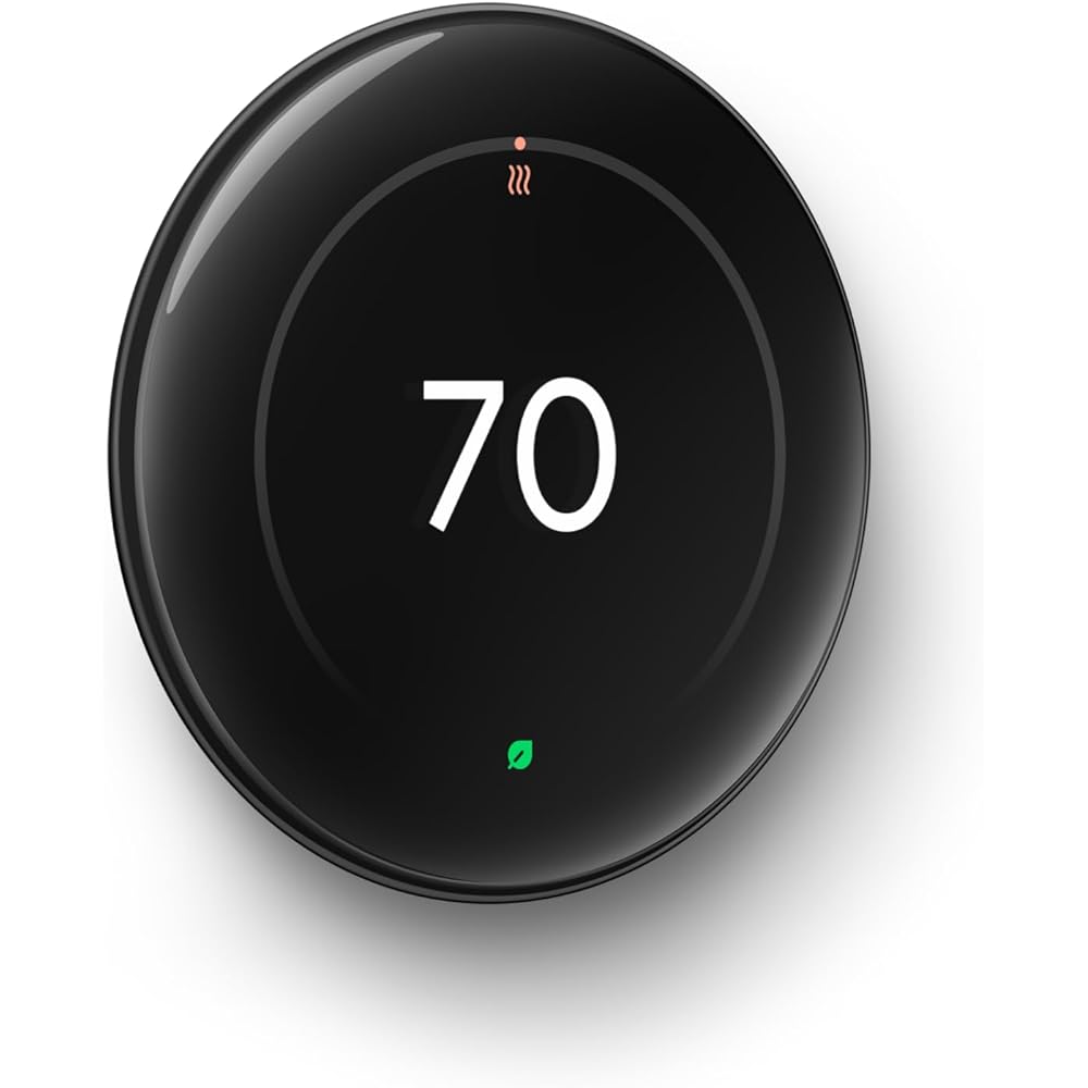 Google Nest Learning Thermostat (4th Gen, 2024) with Nest Temperature Sensor - Energy Saving Smart Thermostat - Works with Alexa, Apple HomeKit and Google Home App - Polished Obsidian -