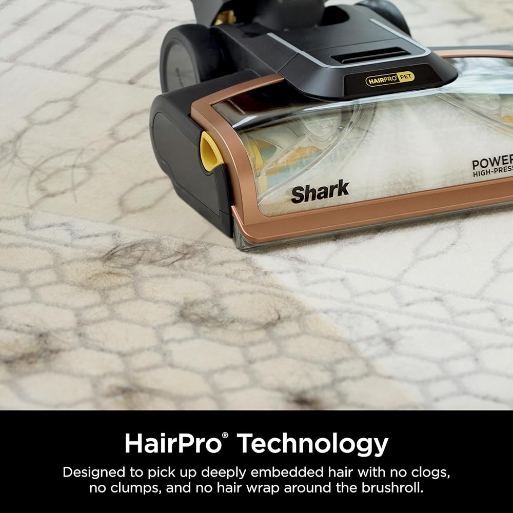 - Shark CarpetXpert HairPro with StainStriker, Upright Carpet, Area Rug & Upholstery Cleaner, Perfect for Pets & Hair Removal, Carpet Shampooer, 4 Cleaning Tools, Pet Cleaning Solution, Copper, EX301