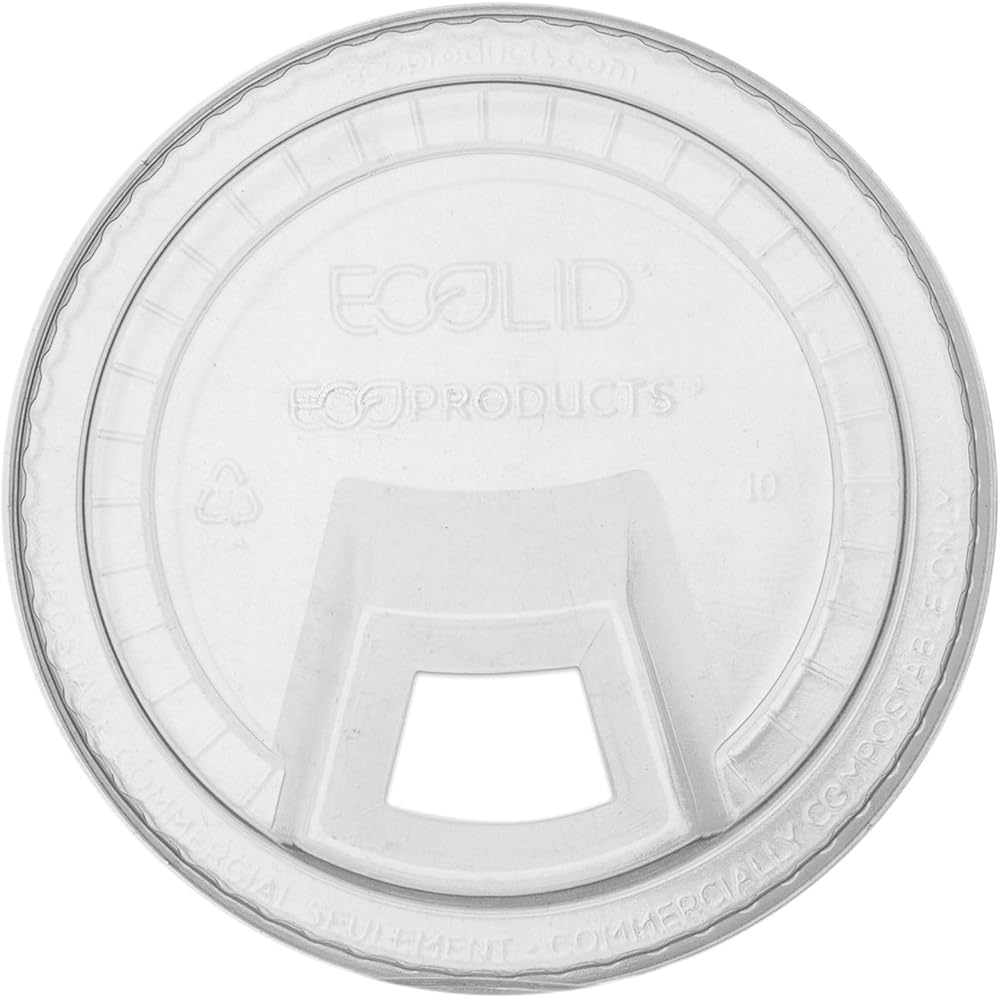 Eco-Products GreenStripe Compostable Plastic Cup Sip Lids, Case of 1000, Fits 9oz & 12-24oz Cups, Made From PLA Renewable Plant Based Plastic, Clear For Visibility : Health & Household