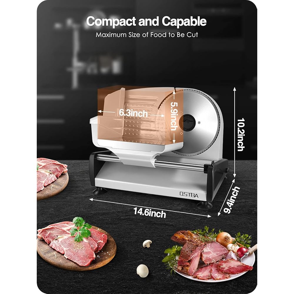 Meat Slicer 200W Electric Deli Food Slicer with 2 Removable 7.5