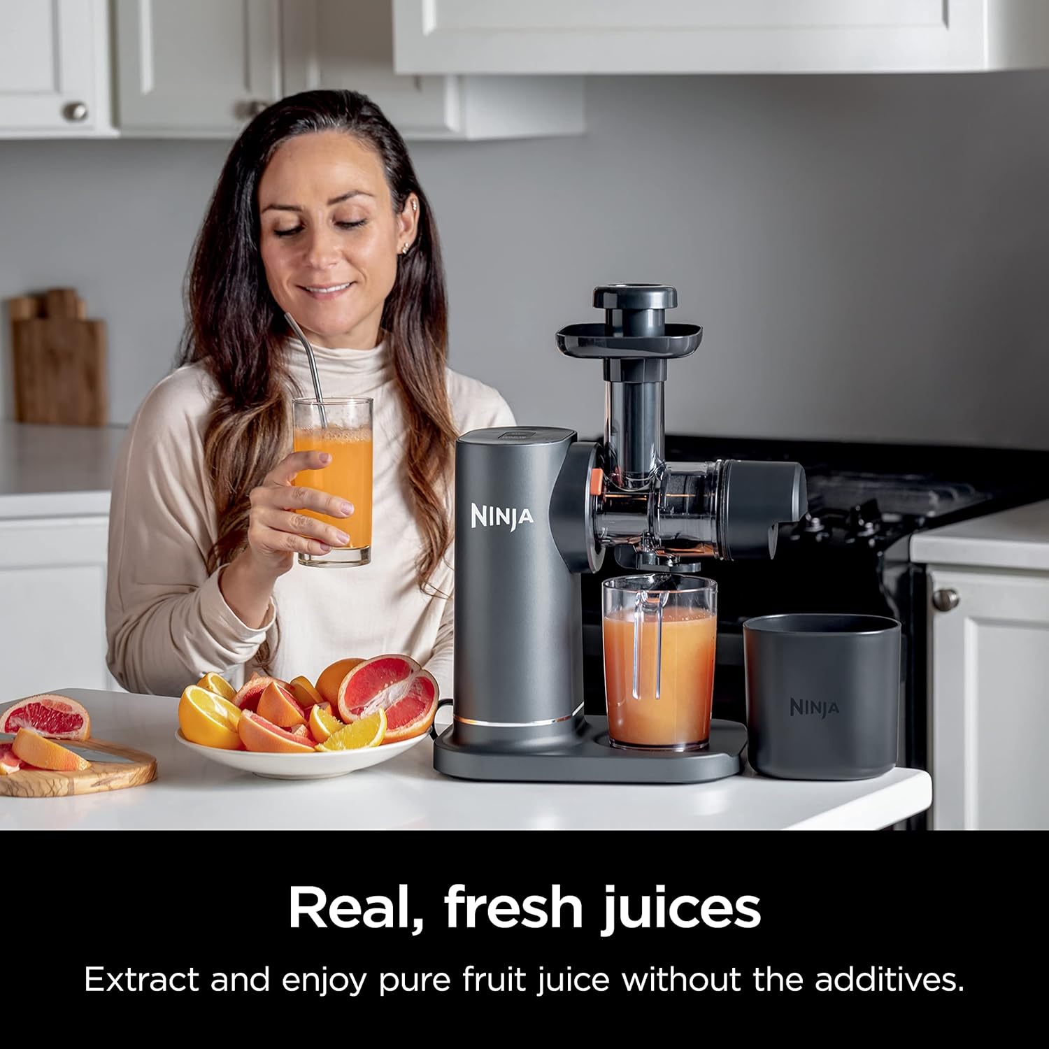 Ninja NeverClog Cold Press Juicer, Powerful Slow Juicer with Total Pulp Control, Countertop, Electric, 2 Pulp Functions, Dishwasher Safe, 2nd Generation, Charcoal, JC151 : Industrial & Scientific