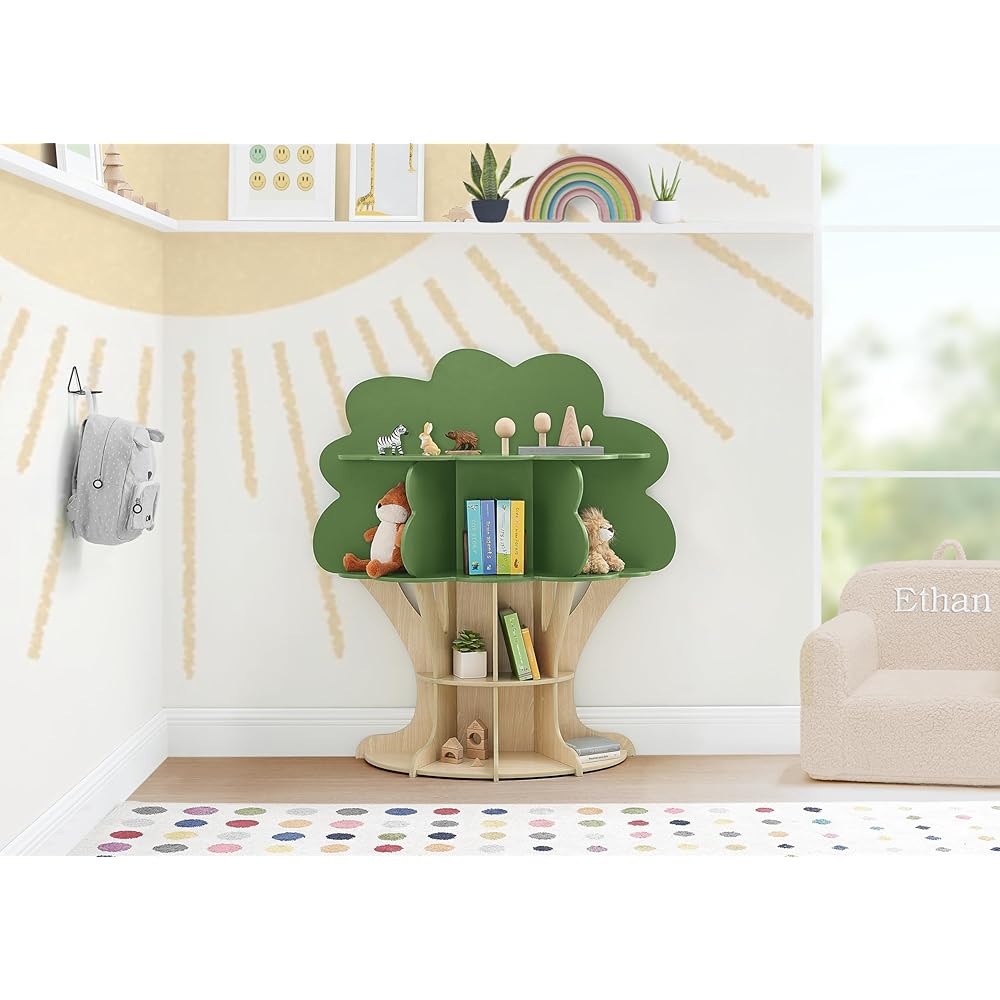 Delta Children Tree Bookcase - Greenguard Gold Certified, Fern Green/Crafted Natural : Home & Kitchen