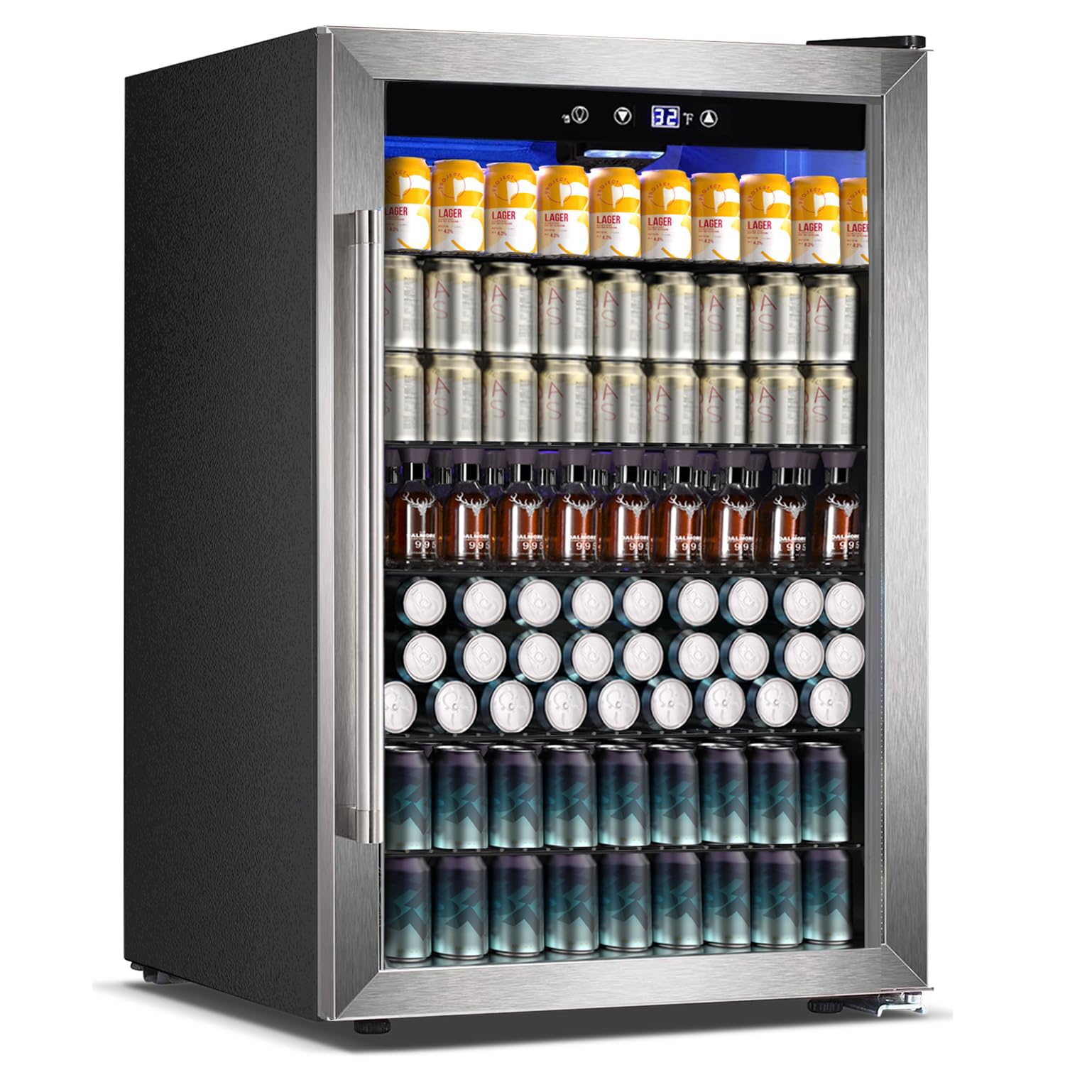 COWSAR 4.5 Cu.Ft Wine Fridge 37 Bottle, ETL Approved Freestanding Wine Cooler 145 Can Beverage Refrigerator with Stainless Steel Reversible Glass Door, Drink Fridge for Home Bar, Kitchen, Game Room : Appliances
