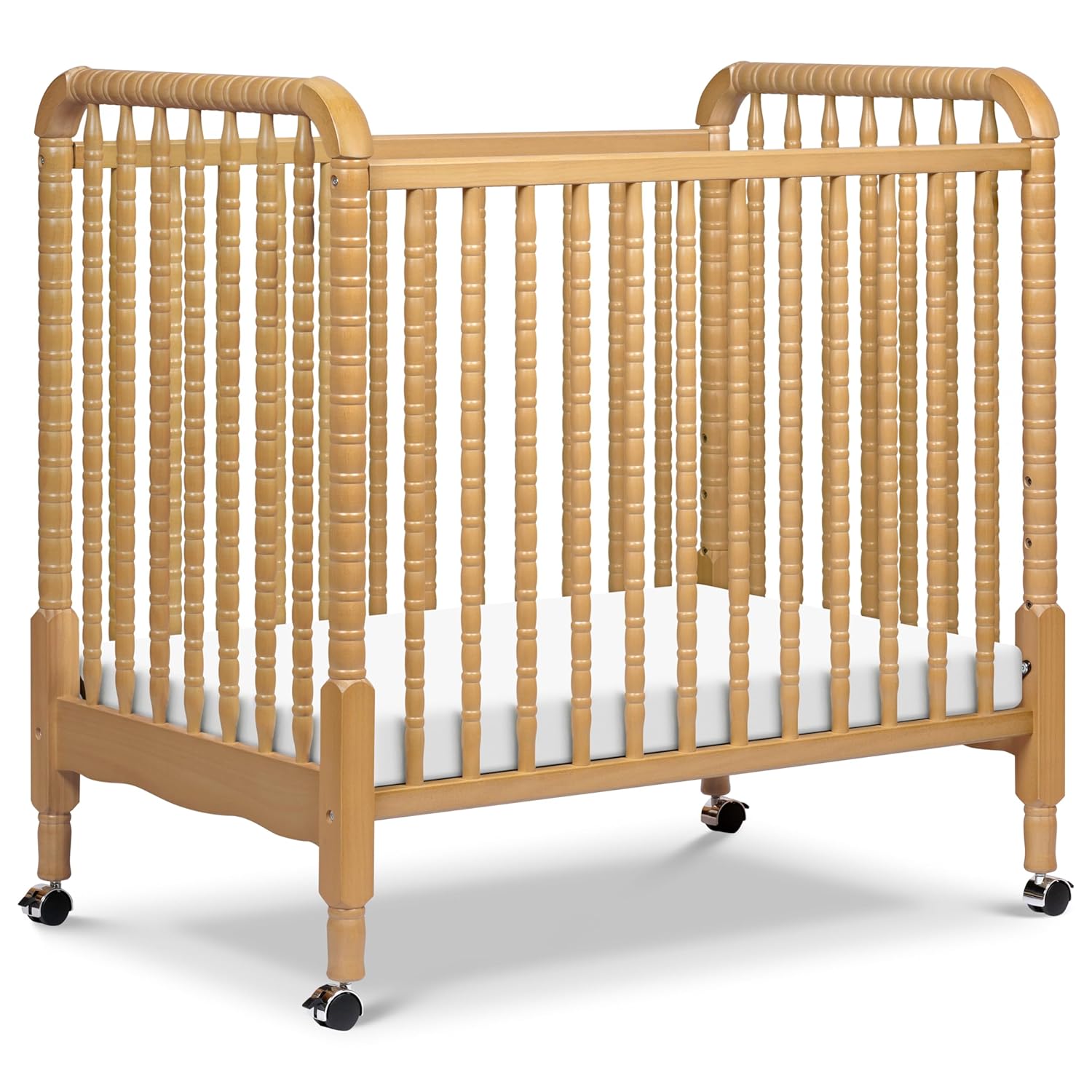 DaVinci Jenny Lind 3-in-1 Convertible Mini Crib in Honey, Removable Wheels, Greenguard Gold Certified : Clothing, Shoes & Jewelry