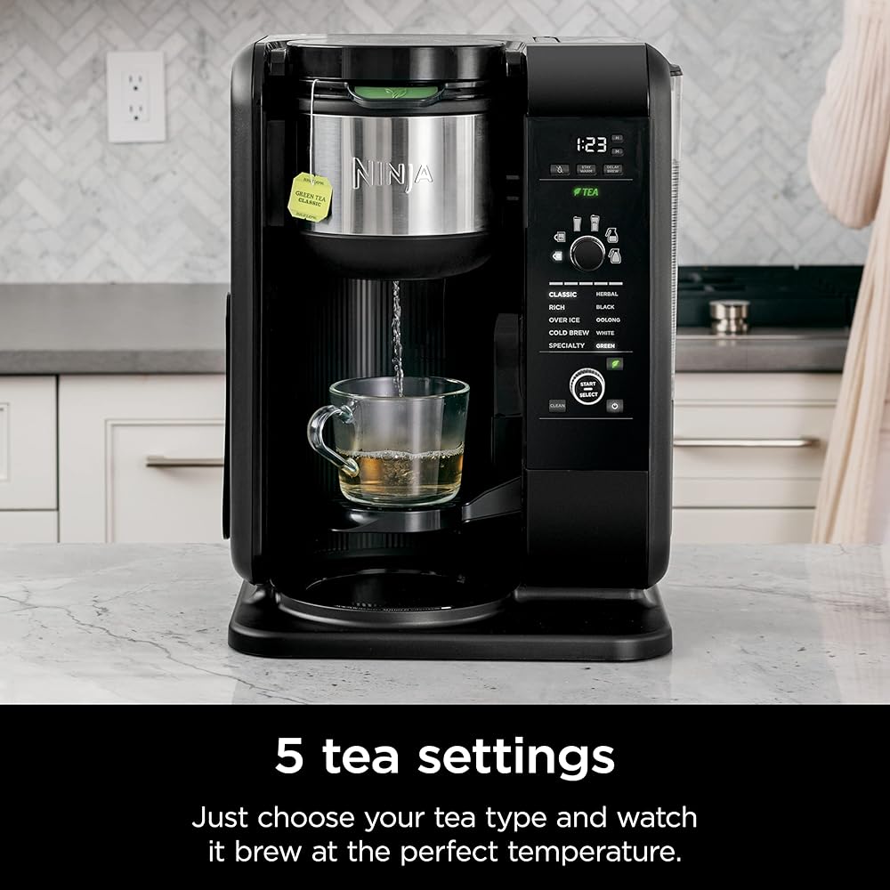 Ninja Hot and Cold Brewed System, Tea & Coffee Maker, with Auto-iQ, 6 Sizes, 5 Styles, 5 Tea Settings, 50 oz Thermal Carafe, Frother, Coffee & Tea Baskets, Dishwasher Safe Parts, Black, CP307: Home & Kitchen