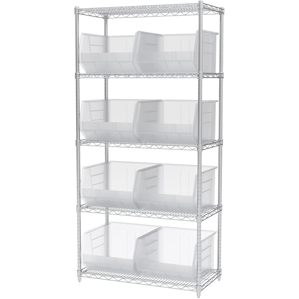 Akro-Mils 30270 AkroBins Plastic Hanging Stackable Storage Organizer Bin, 18-Inch x 16-Inch x 11-Inch, Clear, 3-Pack - Open Home Storage Bins -