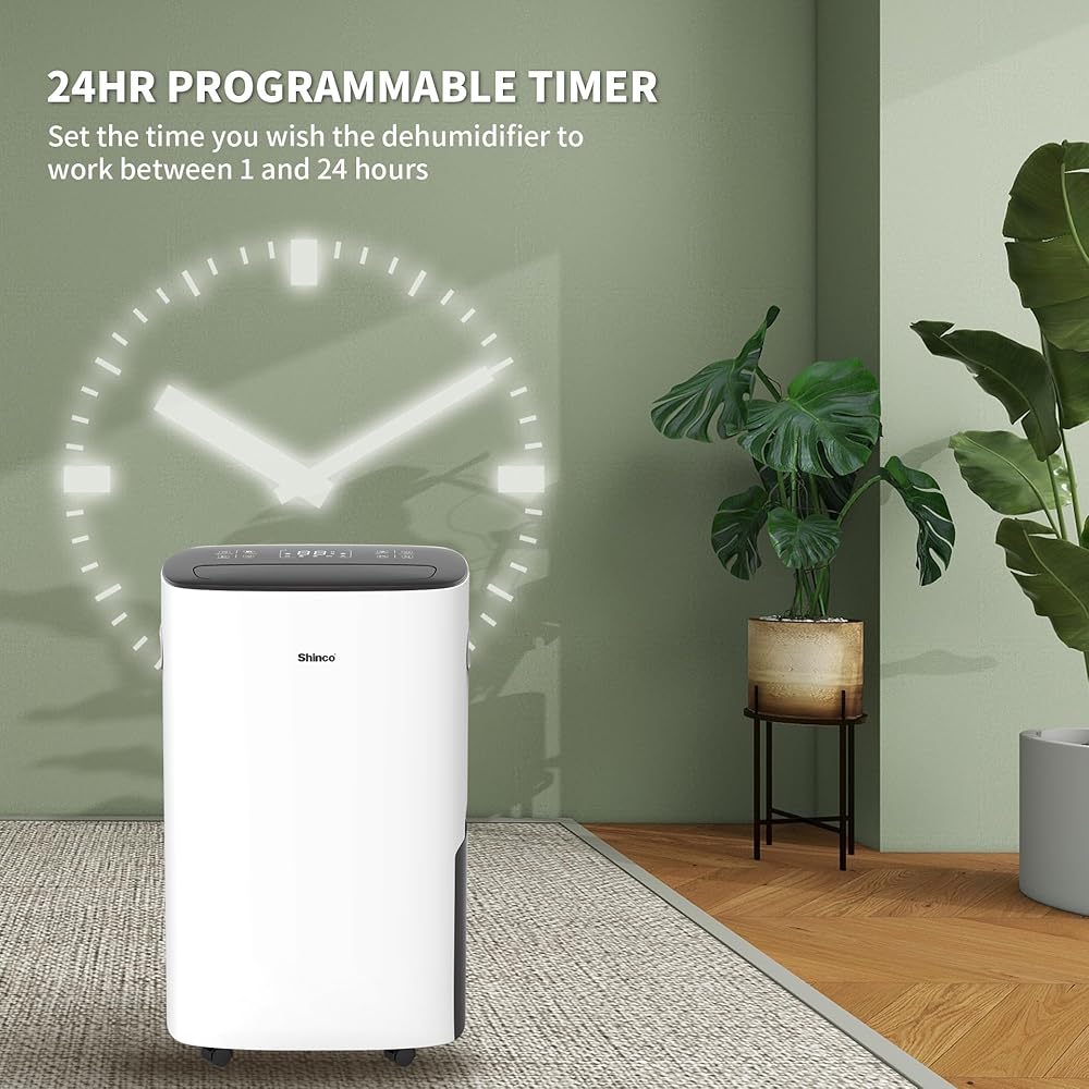 - Shinco 86 Pints Dehumidifier for Home and Basements, 5000 Sq.Ft Dehumidifiers with Drain Hose, Auto or Manual Drainage, Auto Defrost, Quietly Remove Moisture, Intelligent Humidity Control, 24HR Timer