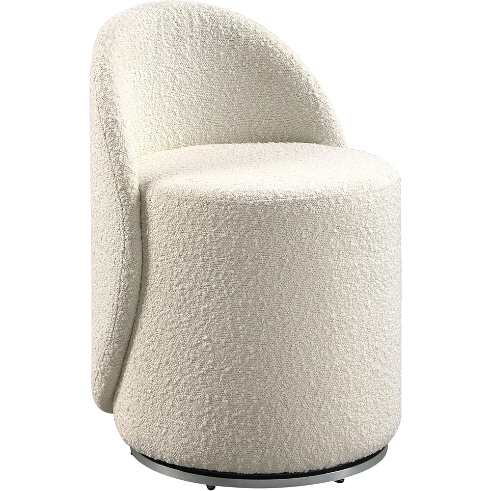 OSP Home Furnishings Lystra Swivel Barrel Vanity Chair with Textured Boucle Fabric, Cream : Home & Kitchen