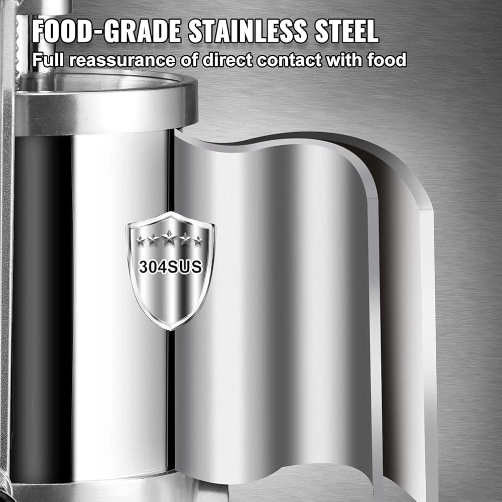 VEVOR Sausage Stuffer, Manual 7LB/3L Capacity, Two Speed 304 Stainless Steel Sausage Filling Machine with 4 Stuffing Tubes, Silver : Home & Kitchen