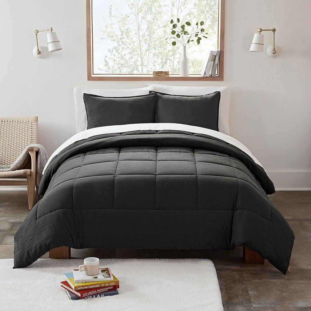 UGG Leonora Comforter Set with 2 Pillow Shams Lightweight Down Alternative Blanket Reversible Cozy Warm All Season Washable and Hypoallergenic Bedding Set, Full/Queen, Charcoal Grey : Home & Kitchen
