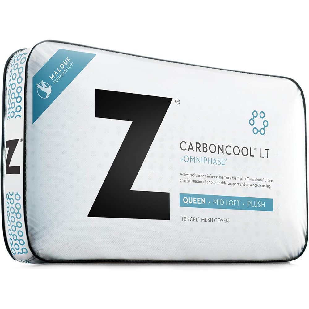 Z CARBONCOOL LT Plus OMNIPHASE Phase Change Material Memory Foam Pillow - Continual Temperature Regulation with Cool Surface - Mid-Loft - Queen : Home & Kitchen
