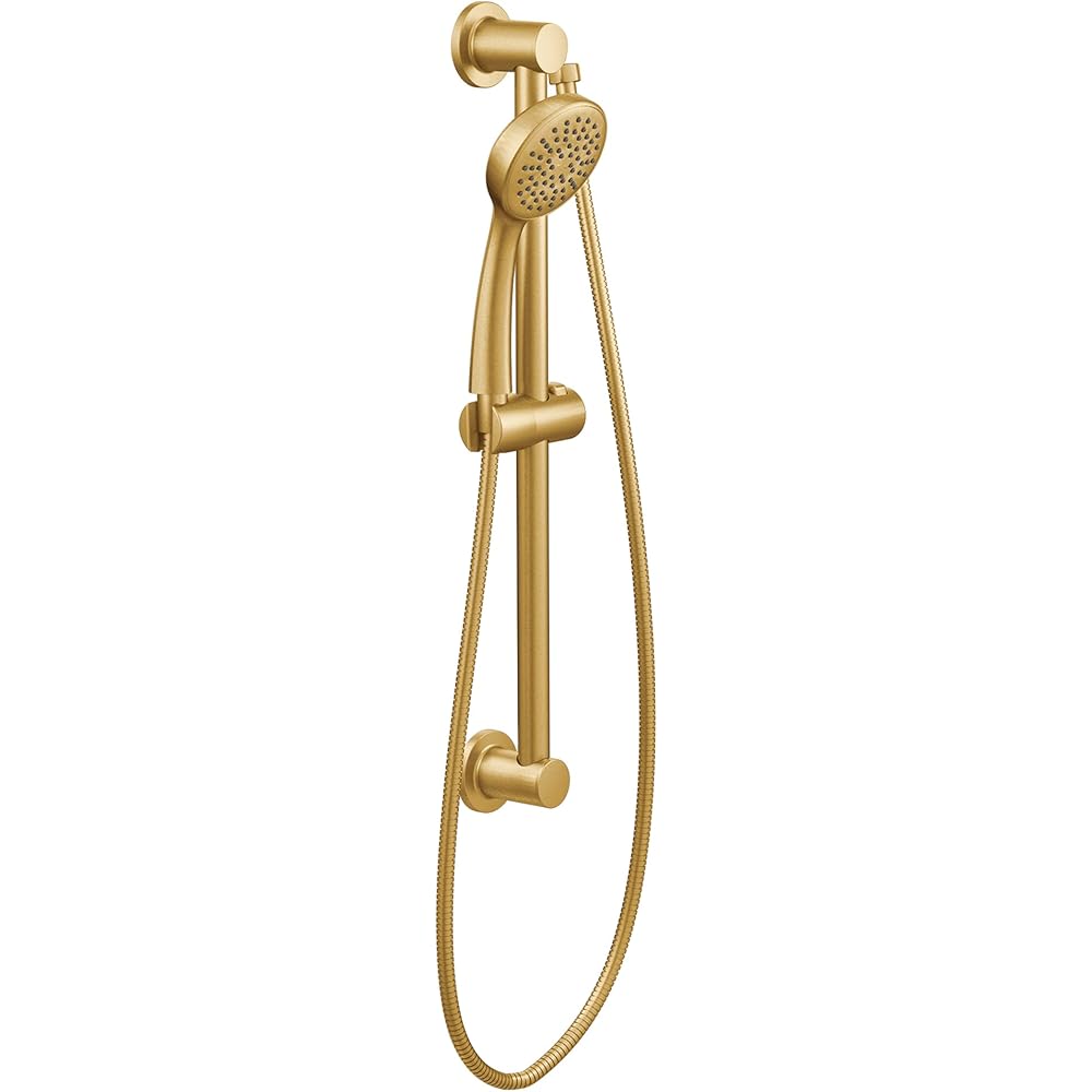 Moen Brushed Gold Eco-Performance Single Function Handheld Shower with 24-Inch Slide Bar, 3868EPBG -