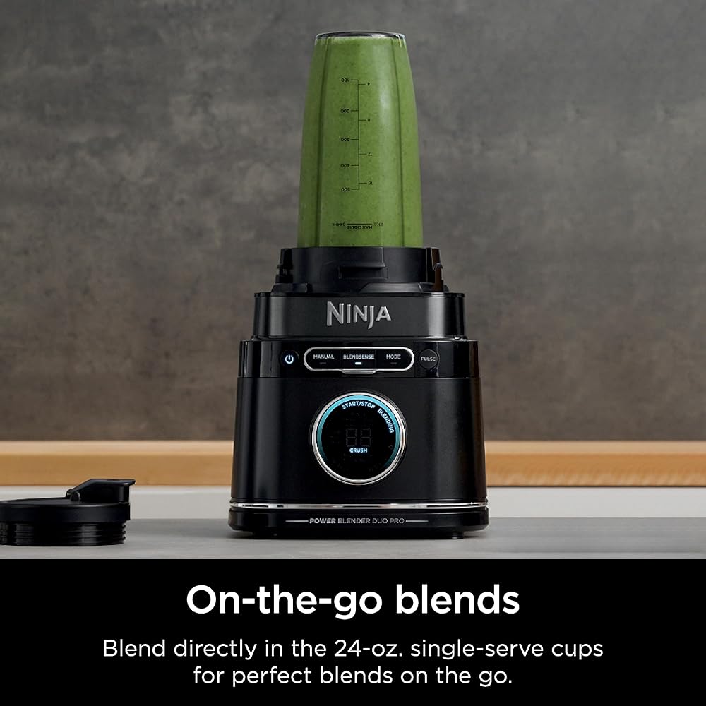 Ninja Detect Power Blender Pro + Personal Single-Serve, BlendSense Technology, For-Smoothies, Food and More, Compact Kitchen Countertop, 1800 P-Watts, 72 oz. Pitcher, (2) 24 oz. Cups, Black, TB301: Home & Kitchen