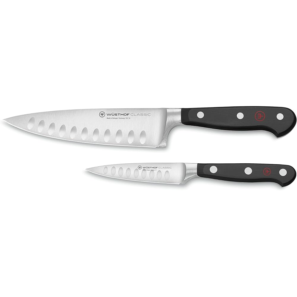 Wüsthof Classic Hollow Edge 2-Piece Chef's Knife Set, Black, 6-inch and 3.5-inch: Home & Kitchen