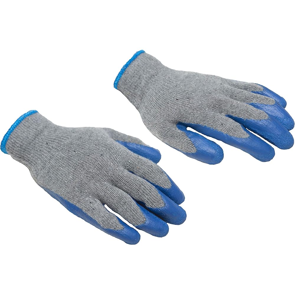 G & F Products - 3100-10 120 Pairs Large Rubber Latex Double Coated Work Gloves for Construction, gardening gloves, heavy duty Cotton Blend Blue - Work Gloves -