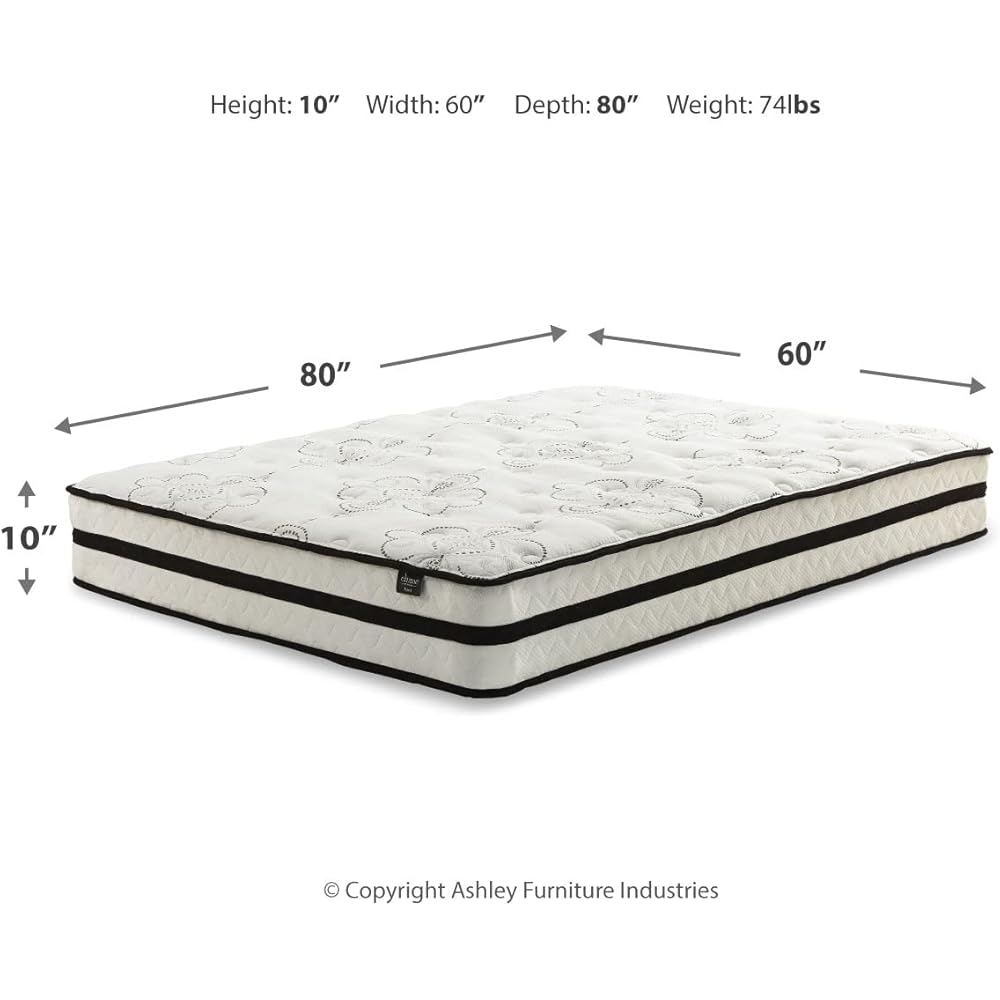 Signature Design by Ashley Queen Size Chime 10 Inch Medium Firm Hybrid Mattress with Cooling Gel Memory Foam for Pressure Relief : Home & Kitchen