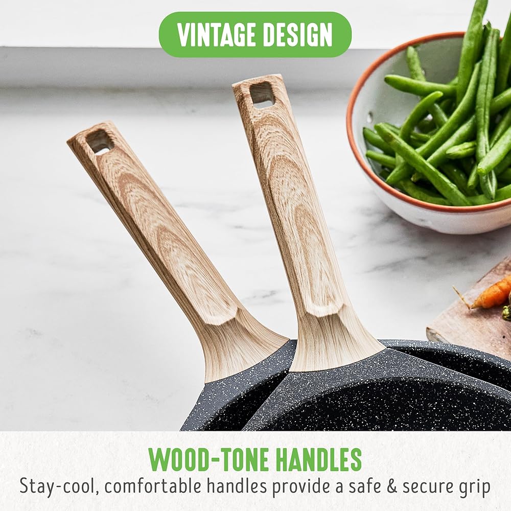 GreenLife 8 Piece Ceramic Nonstick Cookware Set, Induction Suitable Non Toxic PFAS-Free Pots & Pans, Dishwasher Safe, Cooking Set, Stock Pot, Saucepans & Frying Pans, Kitchen Cooking, Granite Black